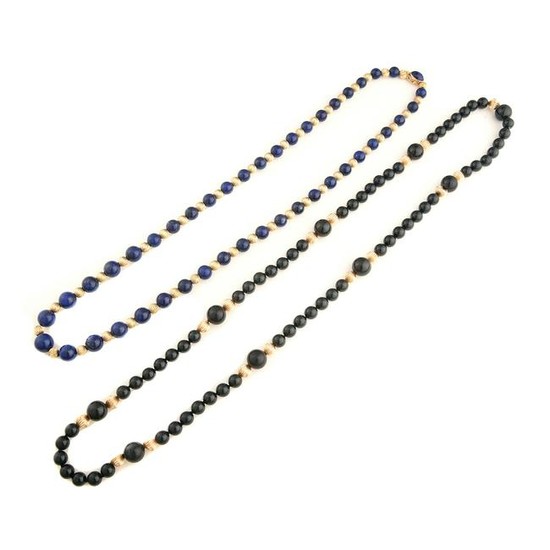 Collection of Two Multi-Stone, Yellow Gold Bead