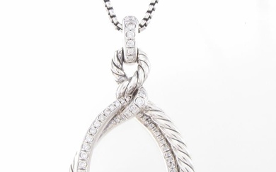 David Yurman Sterling Diamond Pendant Necklace