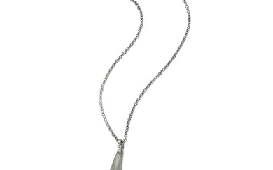 Diamond, Blackened Sterling Silver Pendant Necklace.