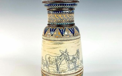 Doulton Lambeth Hannah Barlow Stoneware Vase, Donkeys