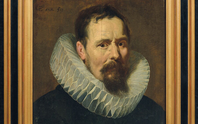 ÉCOLE ANVERSOISE VERS 1620, ENTOURAGE DE PIERRE PAUL RUBENS, Portrait d'homme à la colerette
