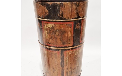 Early 20th century Chinese wood and bamboo storage vessel of...