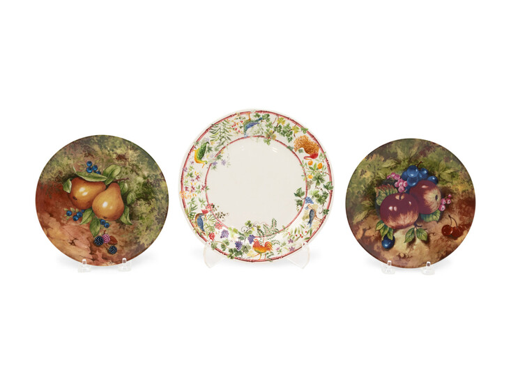 Eight Limoges Polychrome Decorated Porcelain Fruit Plates