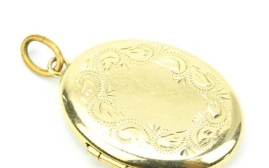 Estate Engraved Yellow Gold Oval Locket