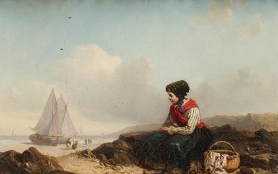 FRIEDRICH FRITZ HILDEBRANDT (1819 / 1885) "Waiting by