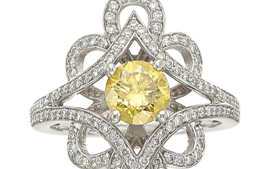 Fancy Deep Yellow Diamond, Diamond, White Gold Ring Stones:...