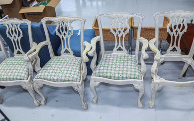 Four Chippendale Style Dining Armchairs