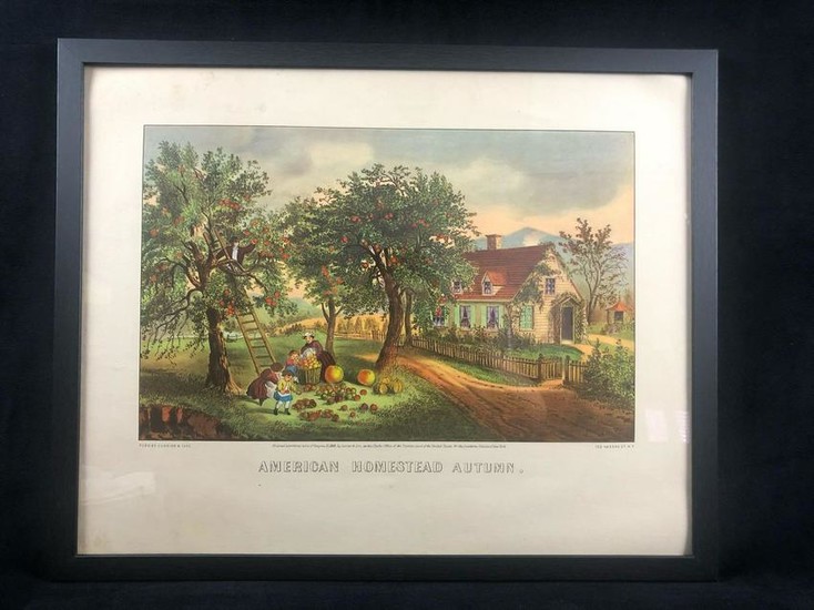 Framed American Homestead SummerÂ Pubo by Currier &