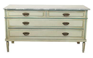 French Louis XVI style painted 2 over 2 drawer commode...