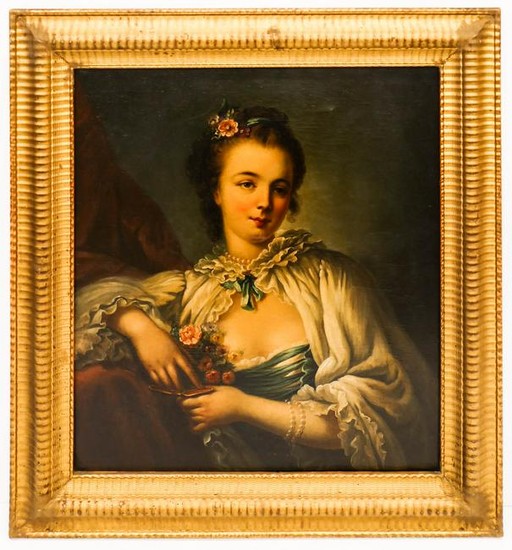 French School 19th Cent. Female Portrait Oil on Canvas