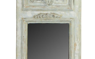 French painted trumeau mirror with focal cherub