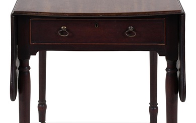 GEORGE III STYLE MAHOGANY PEMBROKE TABLE, LATE 19TH/EARLY 20TH CENTURY 28 1/2 x 19 3/4 x 32 in. (72.4 x 50.2 x 81.3 cm.)