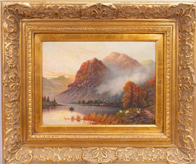 GEORGE NICHOLSON (BRITISH, 1795-43), OIL ON ARTIST'S BOARD, H 12", W 16", MOUNTAIN LANDSCAPE