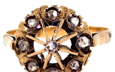 Georgian Diamond Ring .40ct Rose Cut Original 1800s Antique 14K Gold Sz 7.75
