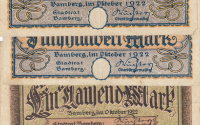 Germany 500 & 100 Mark 1922 (4) Bamberg VF