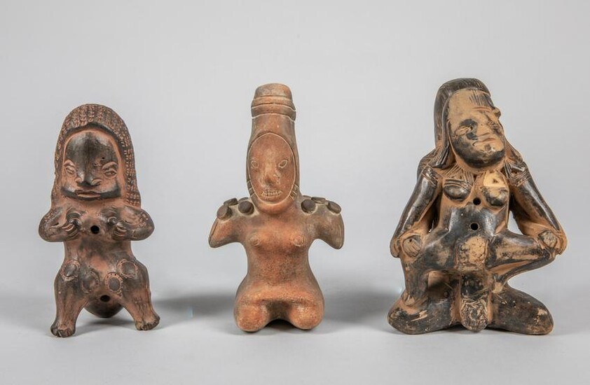 Group Art Mexico Type Pottery Figures
