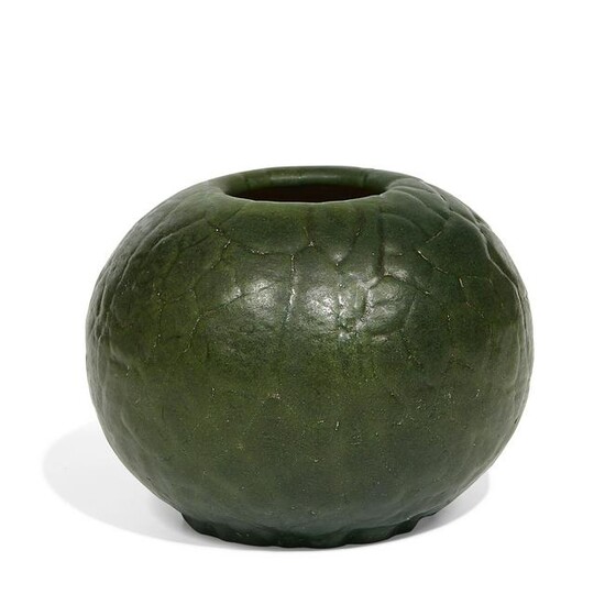 Grueby squat spherical earthenware vase