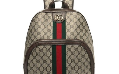 Gucci GG Supreme Monogram Medium Ophidia Day Backpack Brown