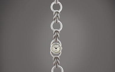 Hermès Cordage Montre bracelet en argent avec double signature Jaeger-LeCoultre | Silver bracelet watch with Jaeger-LeCoultre dial Vers 1965 | Circa 1965
