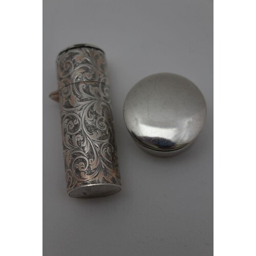 Horton & Allday, a silver cased scent bottle, the cylindrica...
