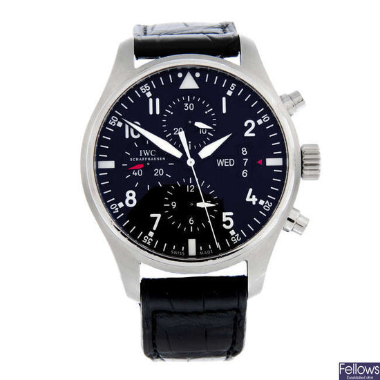 IWC - a stainless steel Pilots chronograph wrist watch, 43mm.
