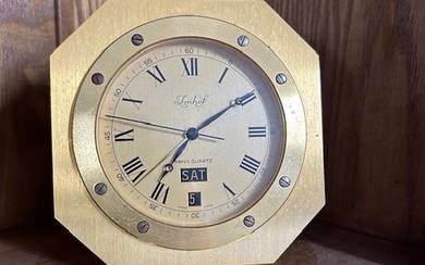 Imhof Swiss Made Small Brass Mantle Clock. Untested W-10cm...