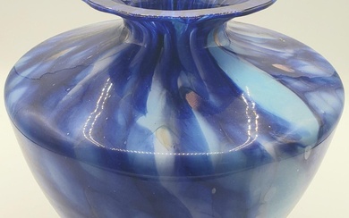 Italian blue art glass vase. Height 10 inches.