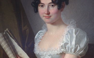 Jean-Jacques LE BARBIER dit L'Ainé (1738-1826), portrait de femme (Bournazel?), HST SBG, daté 1811, 72,5x58,5...