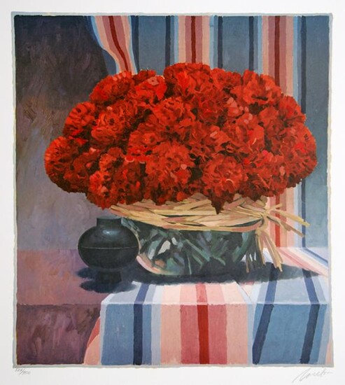 Jennifer Carlton, Red Floral Arrangement II, Lithograph