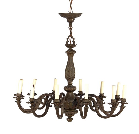 (-), Classic bronze 12-light chandelier, 90 cm high,...