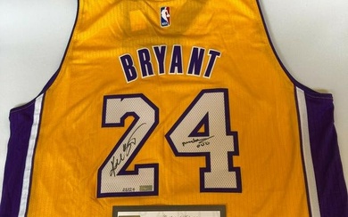 Kobe Bryant "Mamba Out" Signed #24 Los Angeles Lakers Jersey Panini