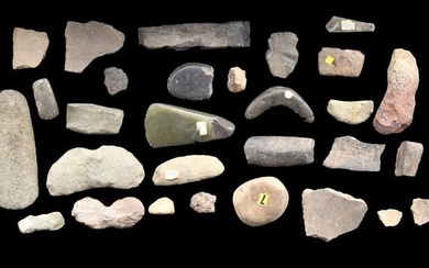 LARGE LOT OF ARCHAIC NATIVE AMERICAN WORKED STONE