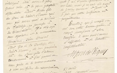 LITERATURE - VIGNY Alfred de (1797 - 1863) - Autograph letter signed