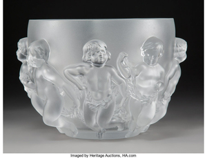 Lalique, A Lalique Luxembourg Pattern Frosted Crystal Bowl (post-1945)