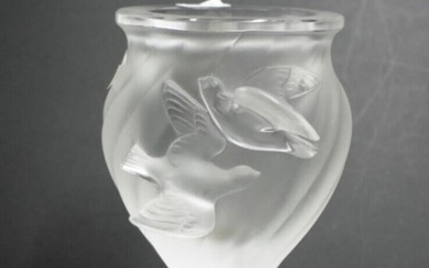 Lalique France "Rosine" frosted crystal vase