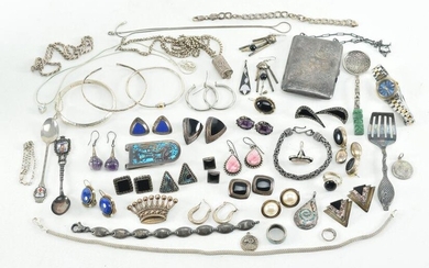Large collection of sterling silver jewelry.