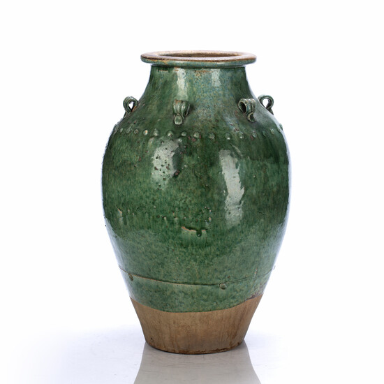 Large green glazed Martavan vase