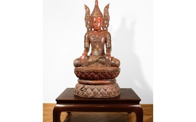 Large lacquered wooden Buddha, Myanmar (Burma), Shan, 17th-18th century