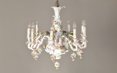Large pompous candleholder, Potschappel Dresden, porcelain, 9...