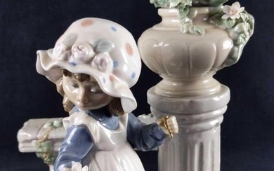 Lladro Glorious Spring Girl With Flowers Pillar
