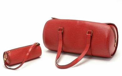Louis Vuitton Red Epi Leather Soufflot Bag with