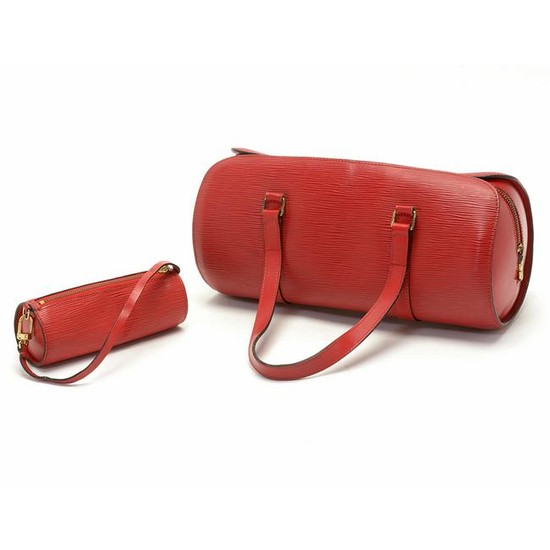 Louis Vuitton Red Epi Leather Soufflot Bag with
