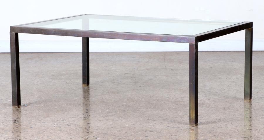 MODERNIST STYLE BRASS GLASS COFFEE TABLE C.1960