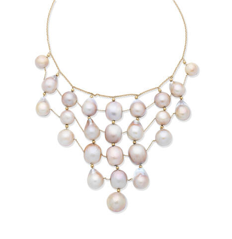 Mabé cultured pearl necklace