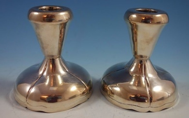 Maciel Mexican Sterling Silver Candlestick Pair Modernistic
