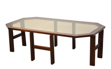 Mahogany & Glass Mid-Century Modern Coffee Table
