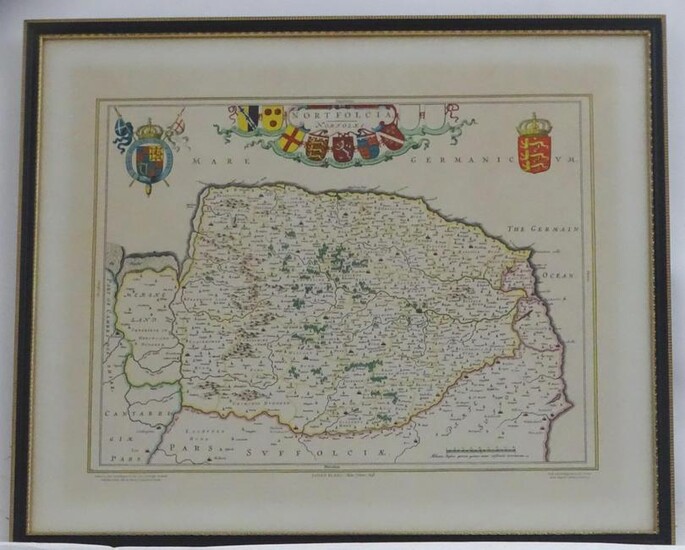 Map: A 20th century map of Norfolk after Johan Blaeu