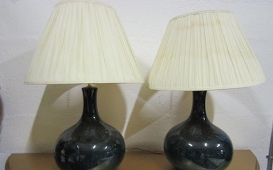 Matching Pair of Vintage Porcelain Globe Form Table Lamps wi...