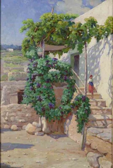 "Mediterranean Home" oil on canvas.