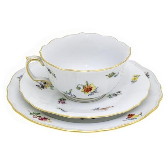 Meissen Porcelain Plate, Cup and Saucer, Germany, Late